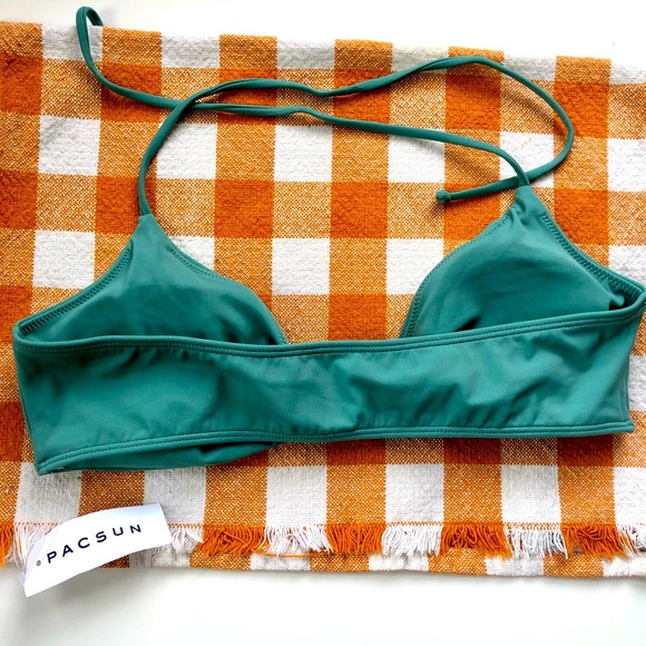 NWT L.A. Hearts PacSun Bikini Halter Top Knotted Twist Front Teal / Turquoise M - Picture 9 of 9